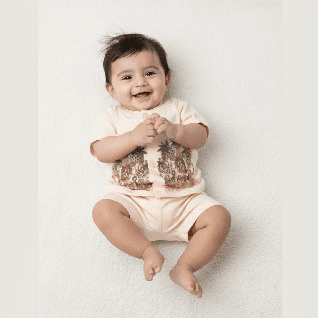Zero Size Baby Cotton Half Sleeve Suit [Peach]