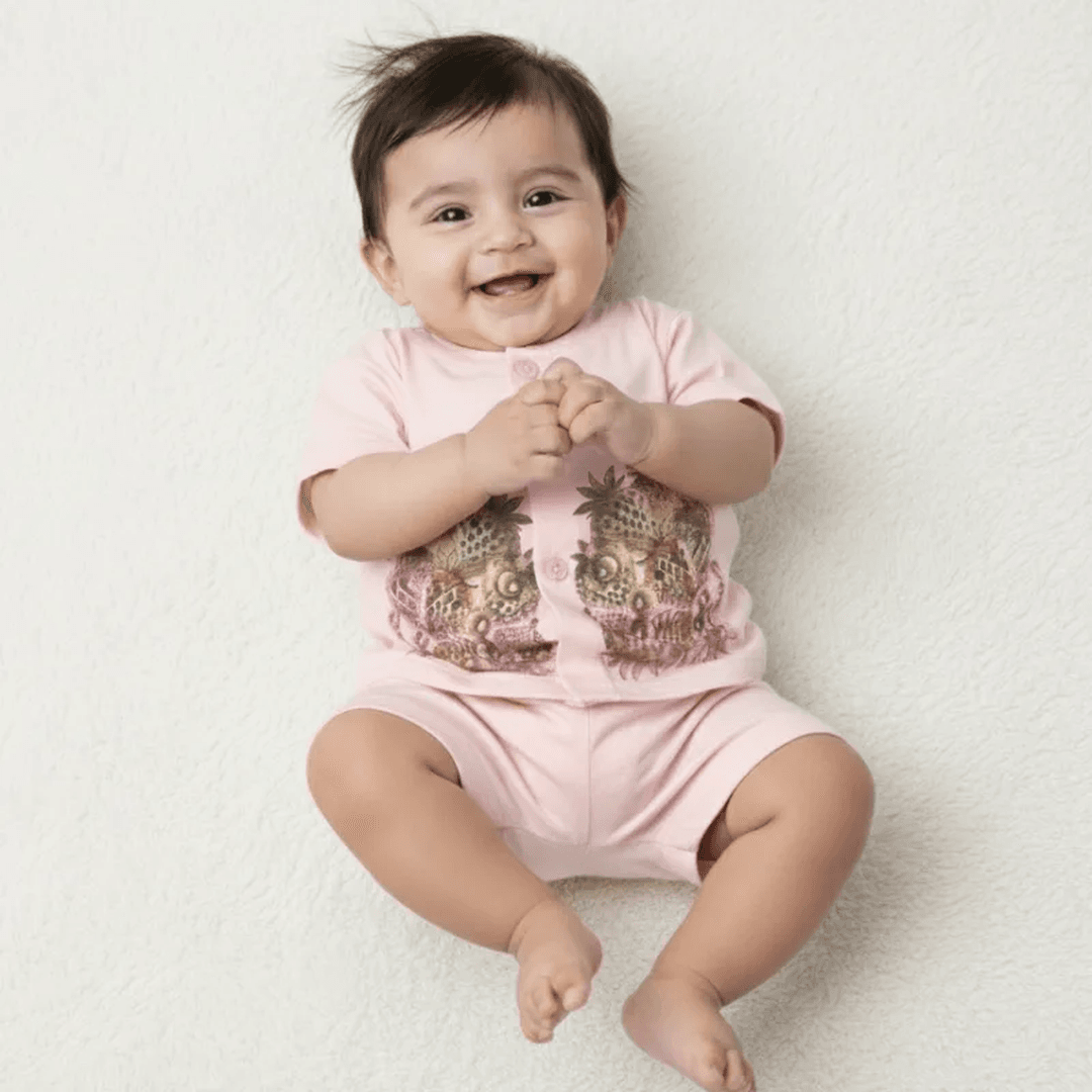 Zero Size Baby Cotton Half Sleeve Suit [Light Pink]