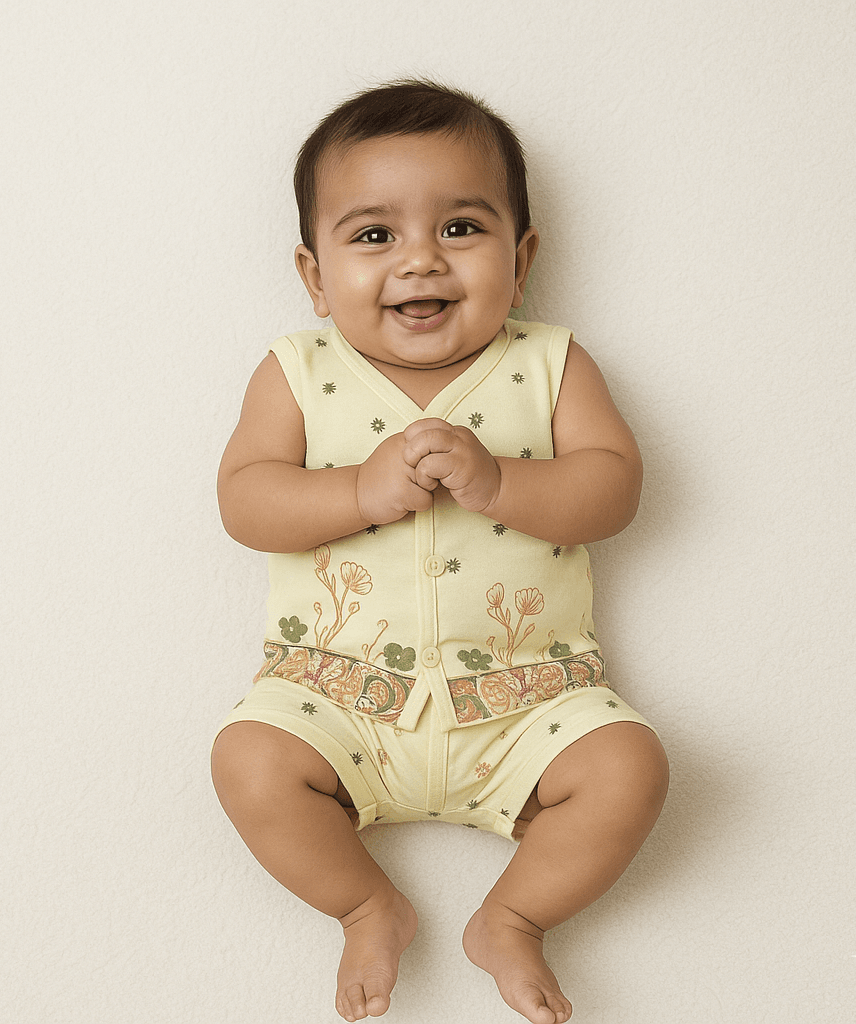 Zero Size Baby Cotton Sleeveless Suit [Light Yellow]