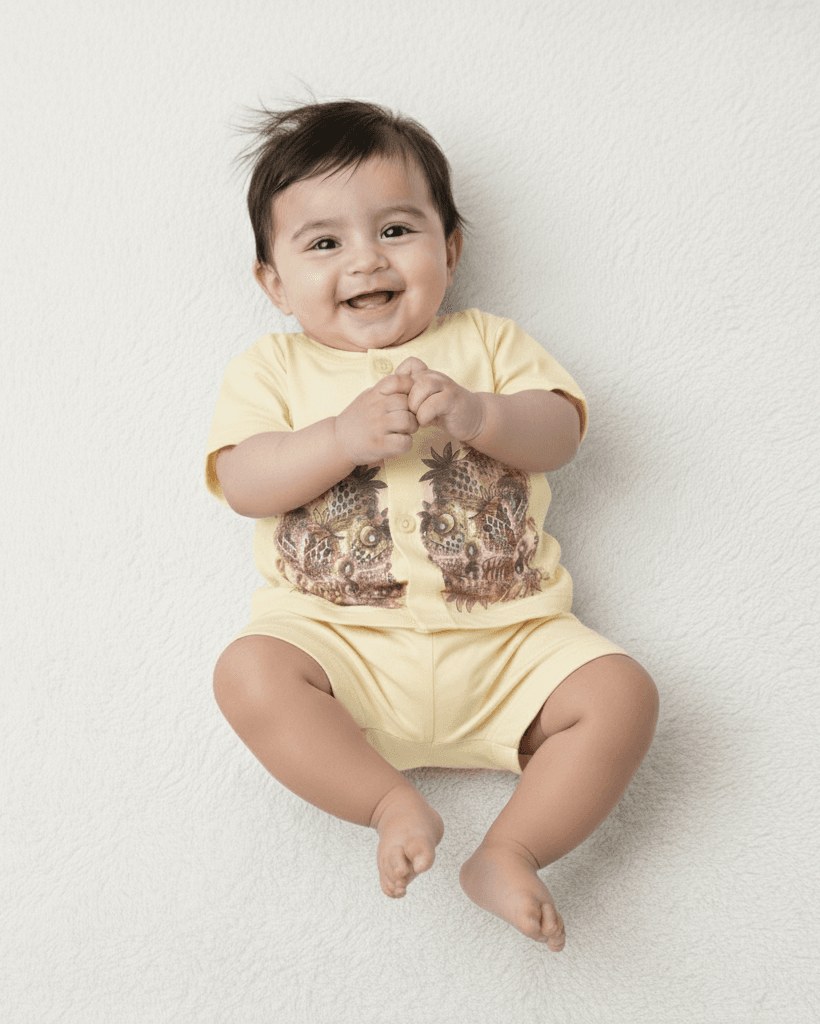Zero Size Baby Cotton Half Sleeve Suit [Light Yellow]