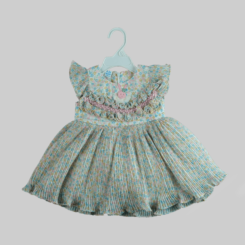 Floral Ruffle Pleated Baby Girl Dress – Pastel Edition
