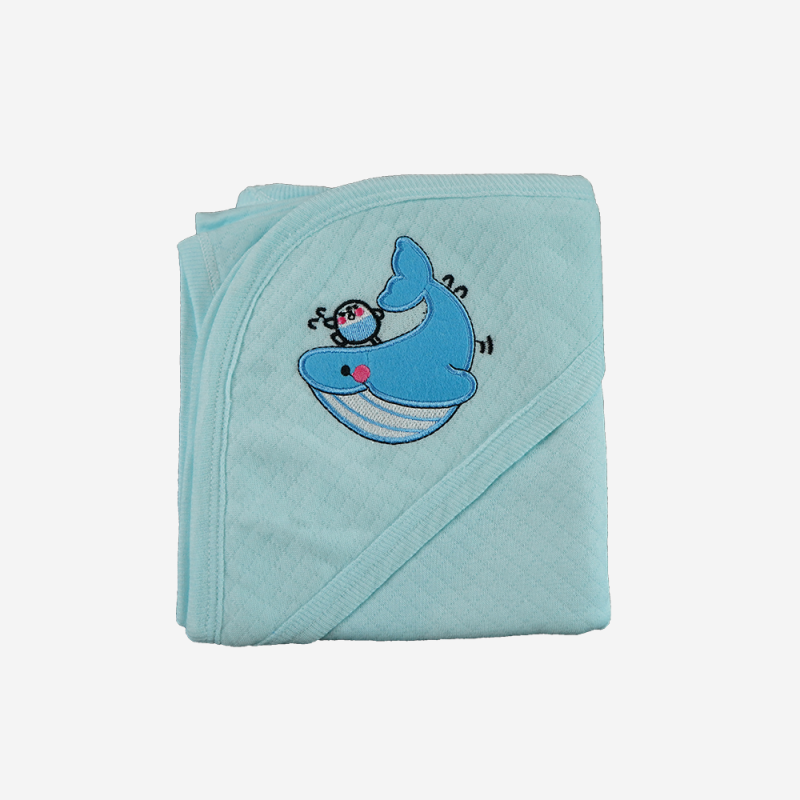 Title: Soft Baby Hooded Towel – Whale & Friend Embroidery