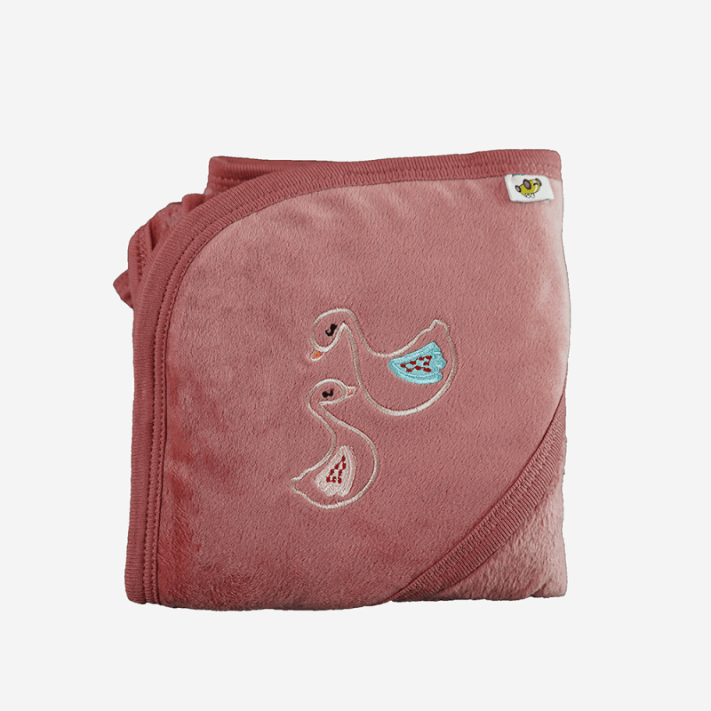 Soft Baby Hooded Towel – Pink Duck Embroidery | Ultra-Soft Cotton Bath Wrap