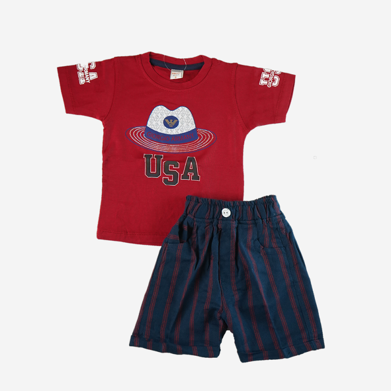 Boys’ USA Graphic T-Shirt & Striped Shorts Set