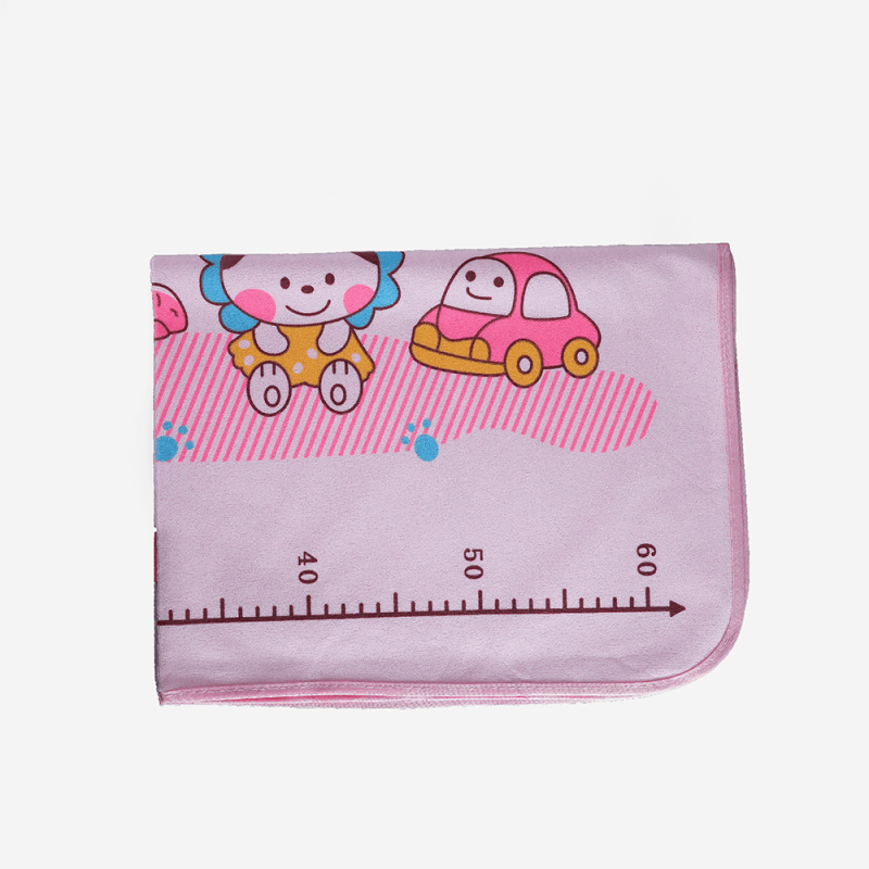 Baby Bed Protector Mat (Urine Mat) – Waterproof & Washable – Pink (Cute Girl & Car Print)