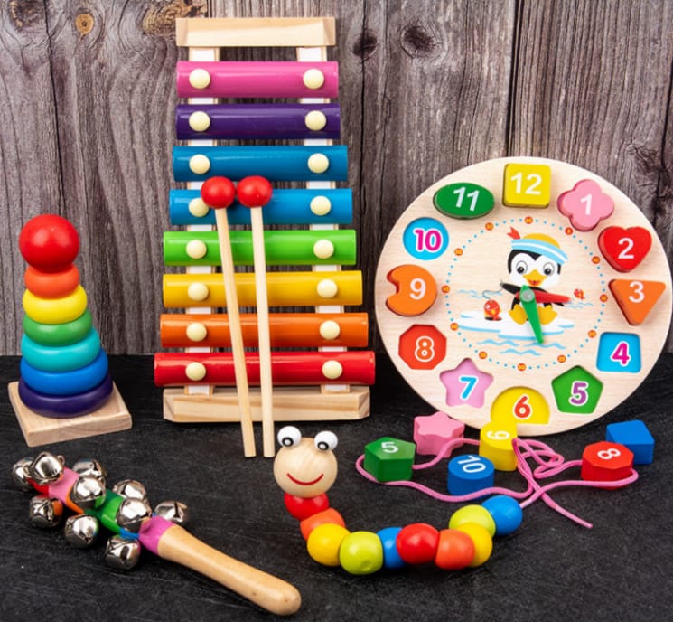 Wooden Montessori Infant and Toddler early education toys 5-piece set