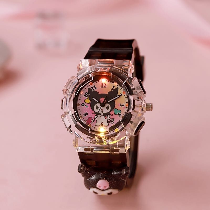 Children's Cartoon Colorful Luminous Watch [Black]