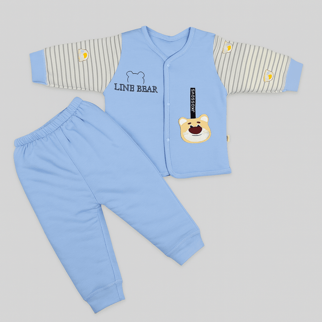 Blue “Line Bear” Baby Winter Set