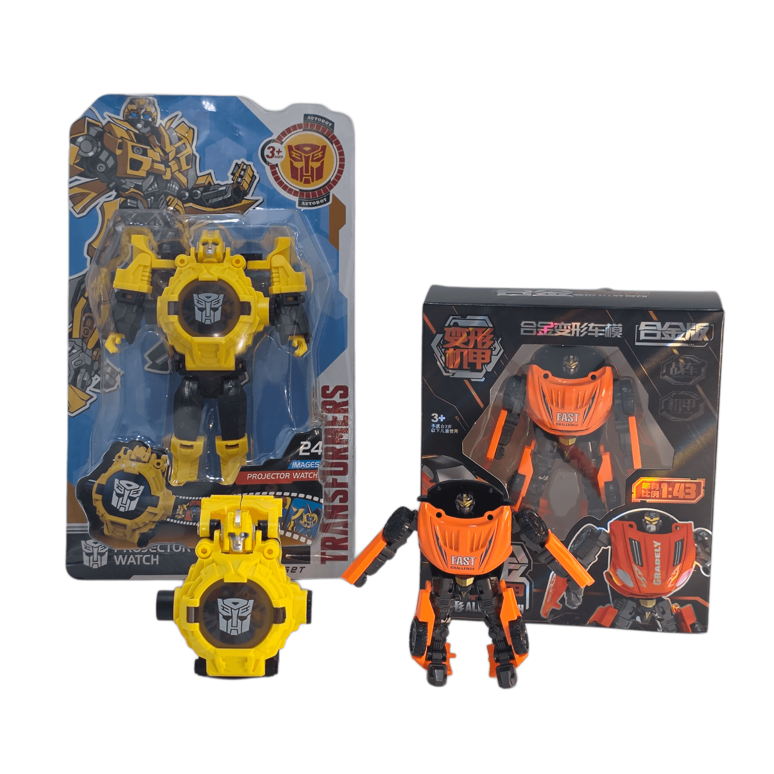 Bumblebee Transformation Projection Watch + Transformer Toy Combo