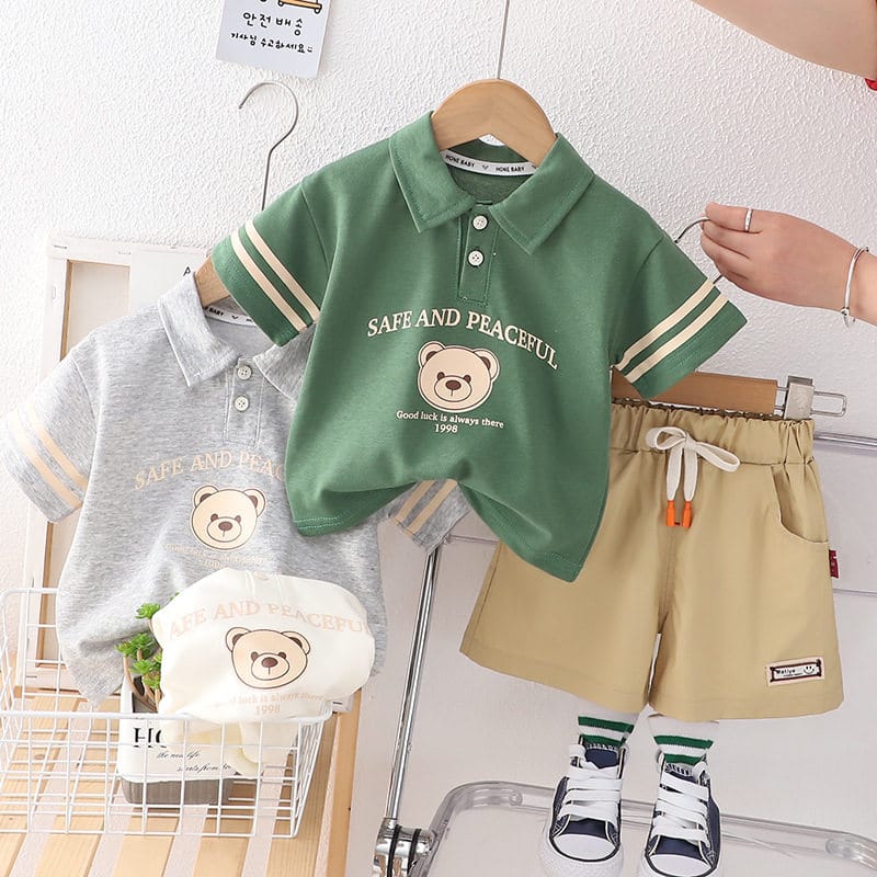 Western Style Baby Cartoon Short-sleeved Two-piece Suit