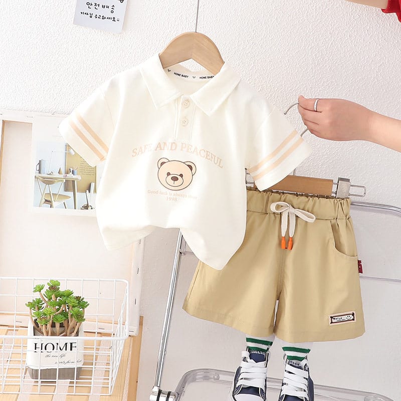 Western Style Baby Cartoon Short-sleeved Two-piece Suit