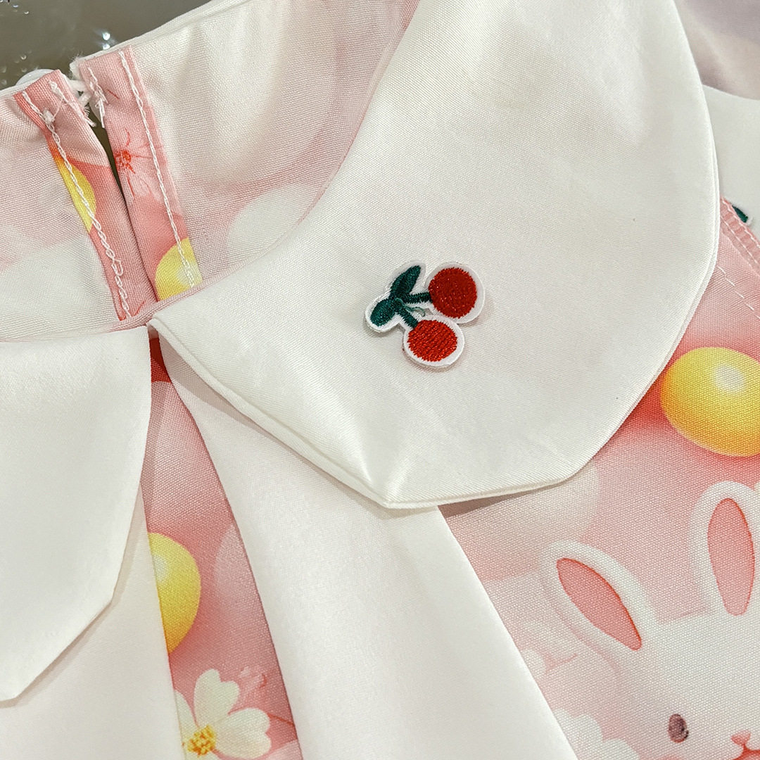 Girls Doll Collar Floral Princess Dress - Image 3