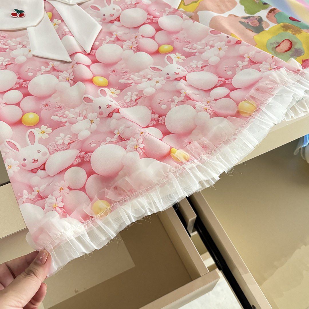 Girls Doll Collar Floral Princess Dress - Image 5