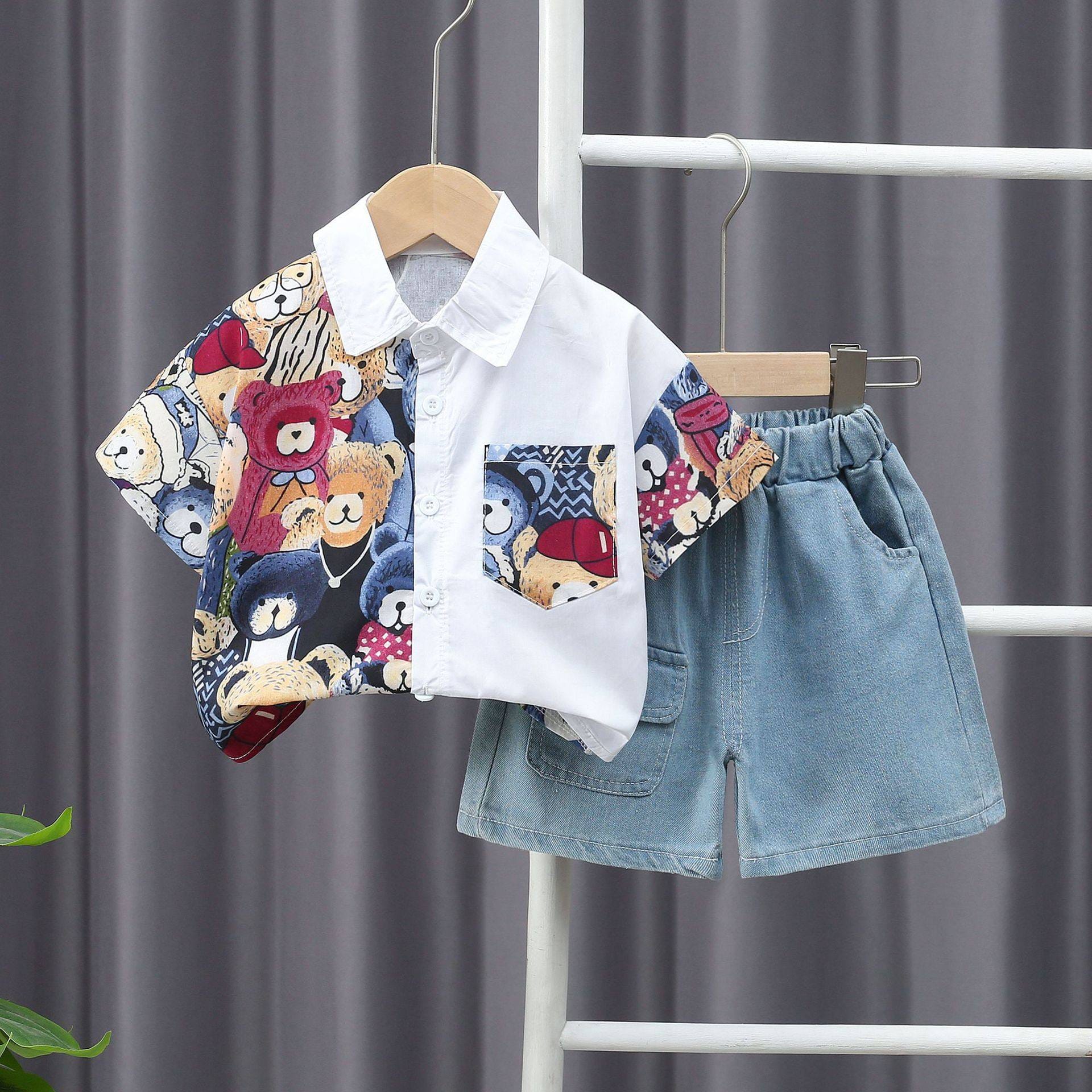 Boys' Korean Style Summer Suit Cool Street Short-Sleeve Shirt