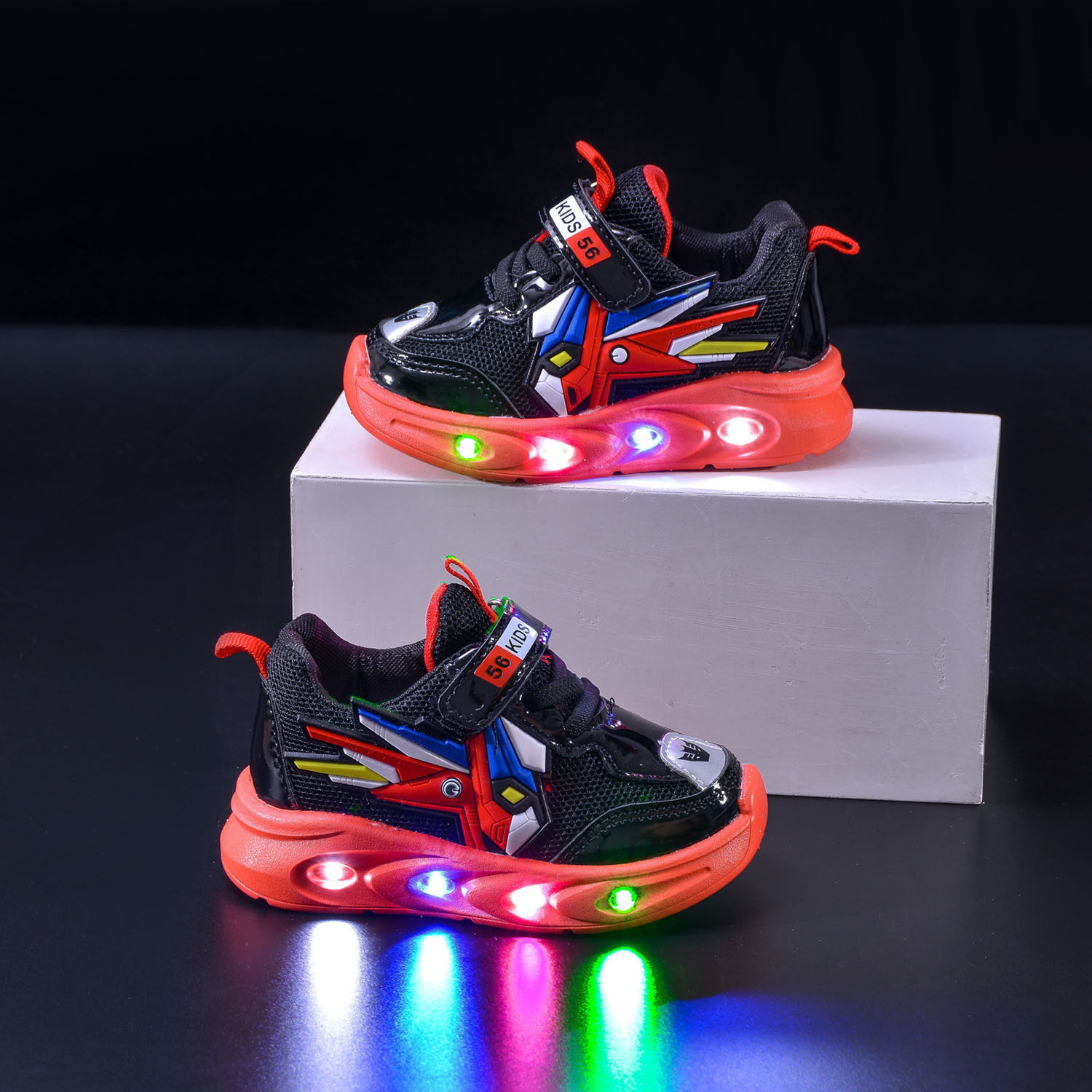 Children's LED Light Net Shoes Casual Cartoon Mecha Shoes