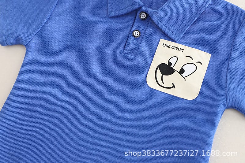 Kidsren's Short-Sleeved Suit Lapel Puppy Two-Piece Polo Shirt - Image 9