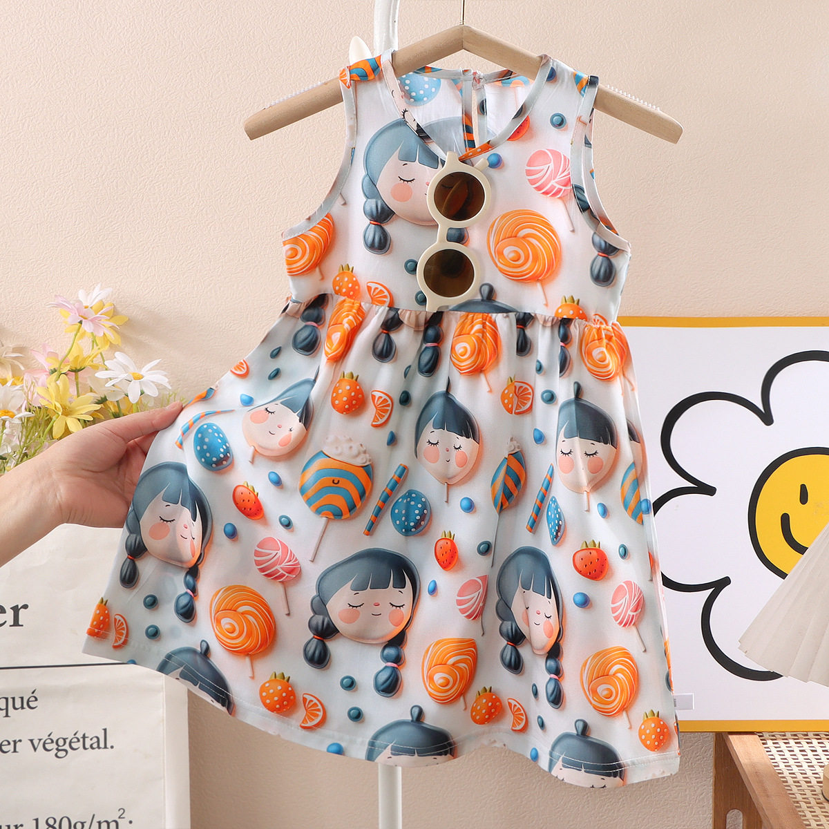 Girls' 3D Three-Dimensional Printed Strap Dress