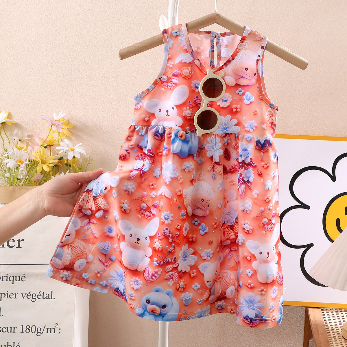 Girls' 3D Three-Dimensional Printed Strap Dress