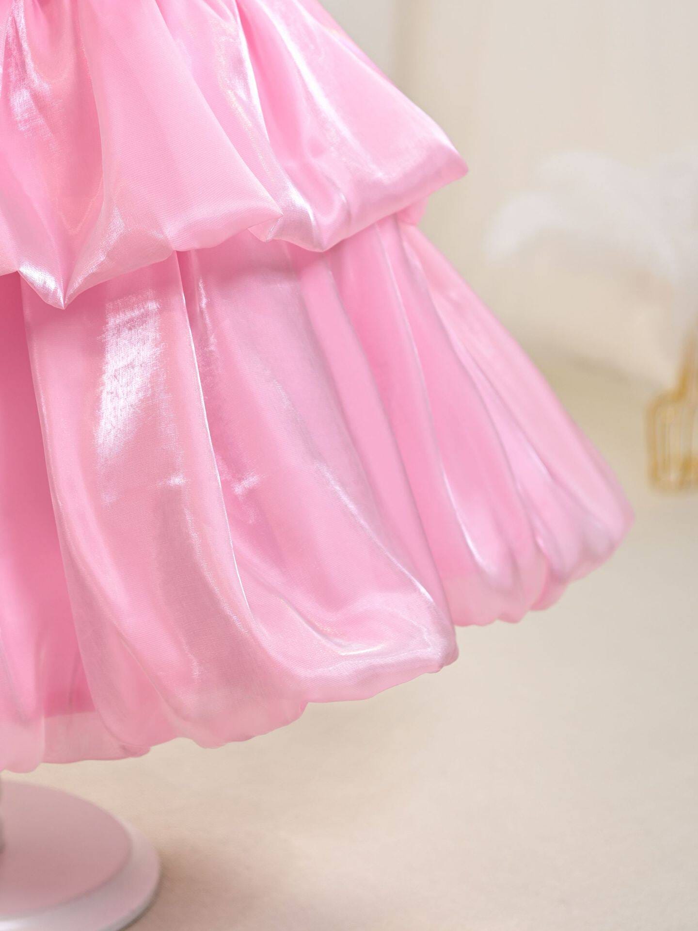 Girl's New European Style Belt Flower Decoration Dress - Image 4