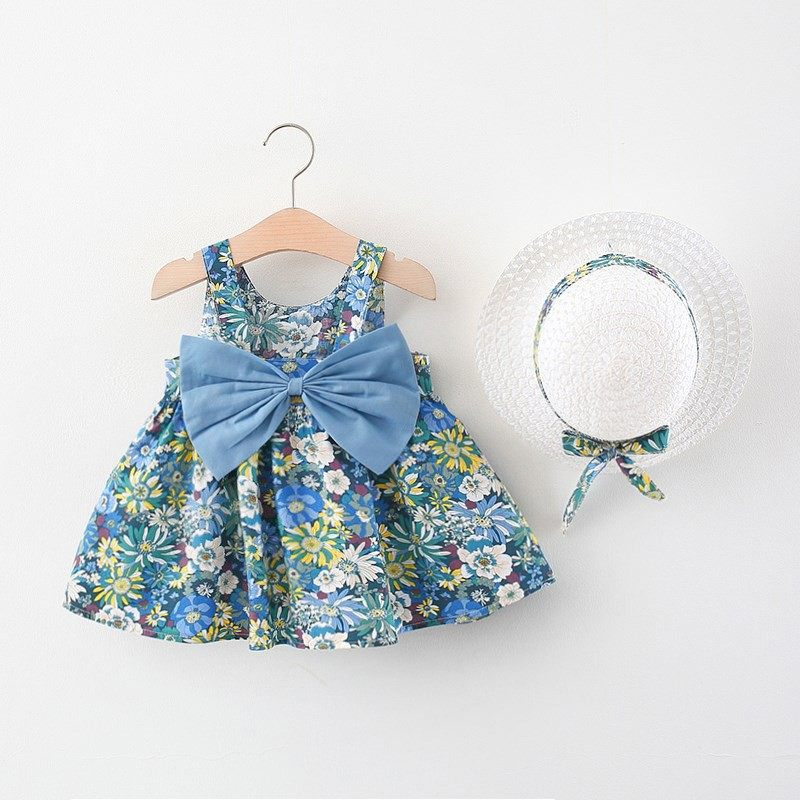 children's chest bow pastoral princess dress
