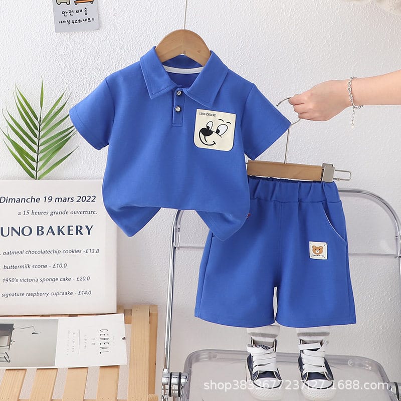 Kidsren's Short-Sleeved Suit Lapel Puppy Two-Piece Polo Shirt - Image 7