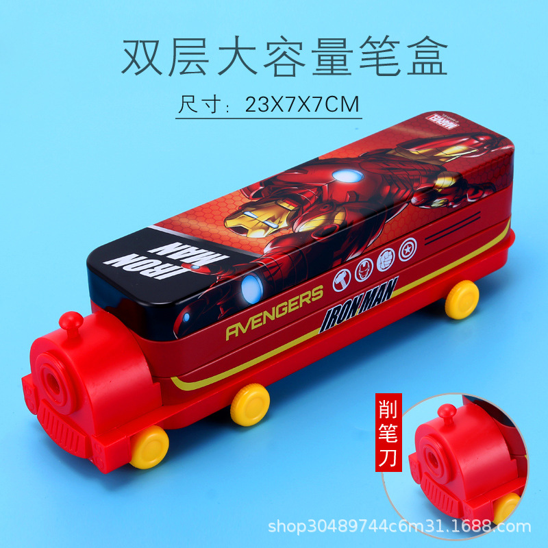Iron Man Pencil Case with Locomotive Bus