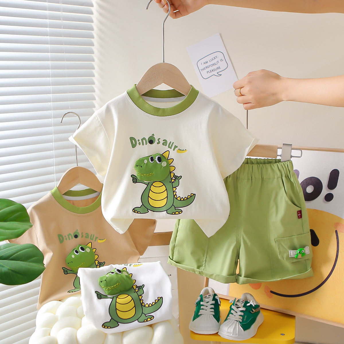 Cartoon Dinosaur Short-sleeved Two-piece Set